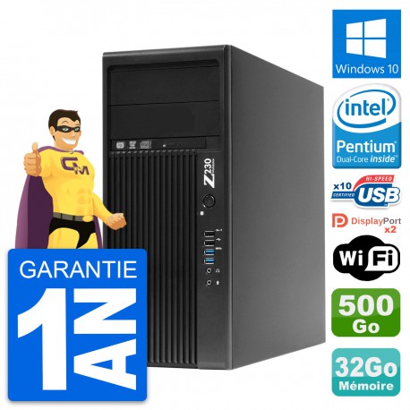 PC Tour HP Z230 Intel Pentium G3220 RAM 32Go Disque Dur 500Go Windows 10 Wifi