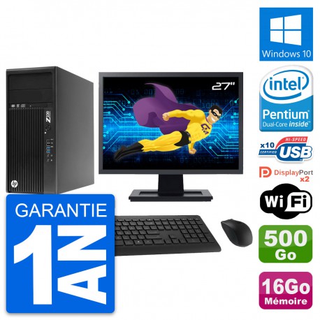 PC Tour HP Z230 Ecran 27" Intel G3220 RAM 16Go Disque 500Go Windows 10 Wifi