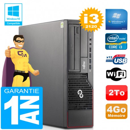 PC Fujitsu Esprimo E700 E90+ SFF Core I3-2120 RAM 4Go Disque 2 To Wifi W7