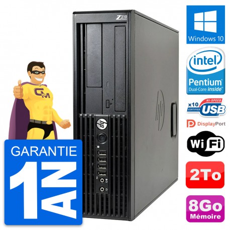 PC HP WorkStation Z210 SFF Pentium G630 RAM 8Go Disque Dur 2To Windows 10 Wifi