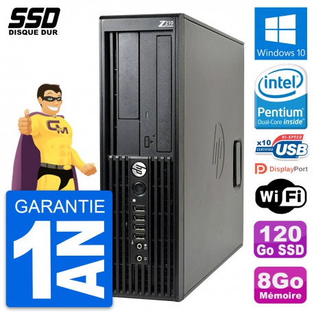 PC HP WorkStation Z210 SFF Intel Pentium G630 RAM 8Go SSD 120Go Windows 10 Wifi