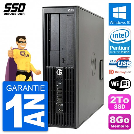 PC HP WorkStation Z210 SFF Intel Pentium G630 RAM 8Go SSD 2To Windows 10 Wifi