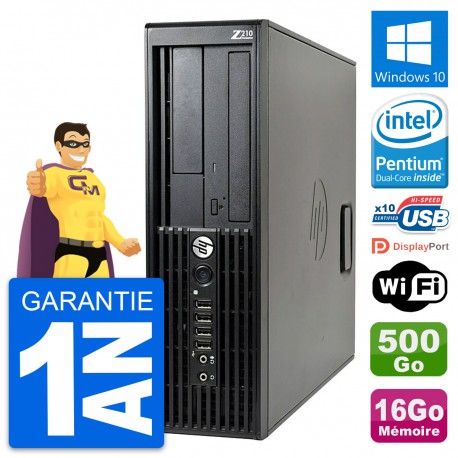 PC HP WorkStation Z210 SFF Pentium G630 RAM 16Go Disque 500Go Windows 10 Wifi