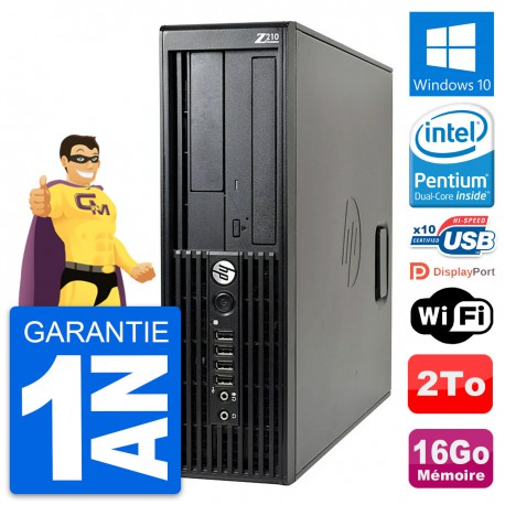 PC HP WorkStation Z210 SFF Pentium G630 RAM 16Go Disque Dur 2To Windows 10 Wifi