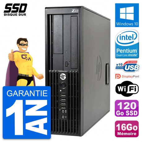 PC HP WorkStation Z210 SFF Intel Pentium G630 RAM 16Go SSD 120Go Windows 10 Wifi