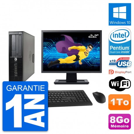 PC HP Z210 SFF Ecran 22" Intel Pentium G630 RAM 8Go Disque 1To Windows 10 Wifi