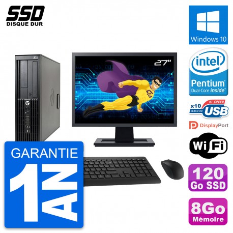 PC HP Z210 SFF Ecran 27" Intel Pentium G630 RAM 8Go SSD 120Go Windows 10 Wifi