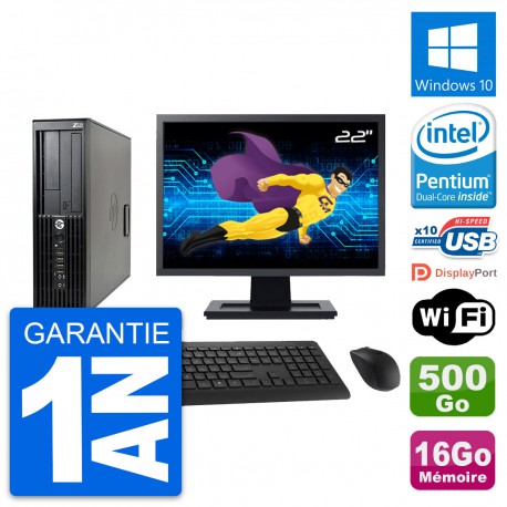 PC HP Z210 SFF Ecran 22" Intel G630 RAM 16Go Disque Dur 500Go Windows 10 Wifi