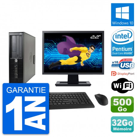 PC HP Z210 SFF Ecran 22" Intel G630 RAM 32Go Disque Dur 500Go Windows 10 Wifi