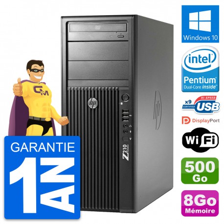 PC Tour HP Z210 Intel Pentium G630 RAM 8Go Disque Dur 500Go Windows 10 Wifi