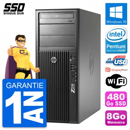 PC Tour HP WorkStation Z210 Intel Pentium G630 RAM 8Go SSD 480Go Windows 10 Wifi