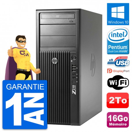 PC Tour HP Z210 Intel Pentium G630 RAM 16Go Disque Dur 2To Windows 10 Wifi