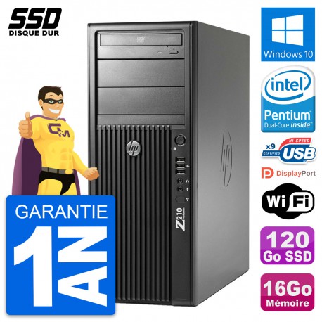 PC Tour HP WorkStation Z210 Pentium G630 RAM 16Go SSD 120Go Windows 10 Wifi