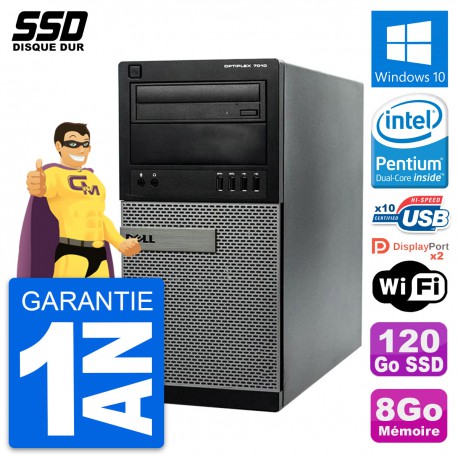 PC Tour Dell OptiPlex 7010 Intel Pentium G2020 RAM 8Go SSD 120Go Windows 10 Wifi