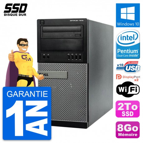 PC Tour Dell OptiPlex 7010 Intel Pentium G2020 RAM 8Go SSD 2To Windows 10 Wifi