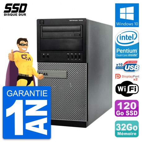 PC Tour Dell OptiPlex 7010 Pentium G2020 RAM 32Go SSD 120Go Windows 10 Wifi