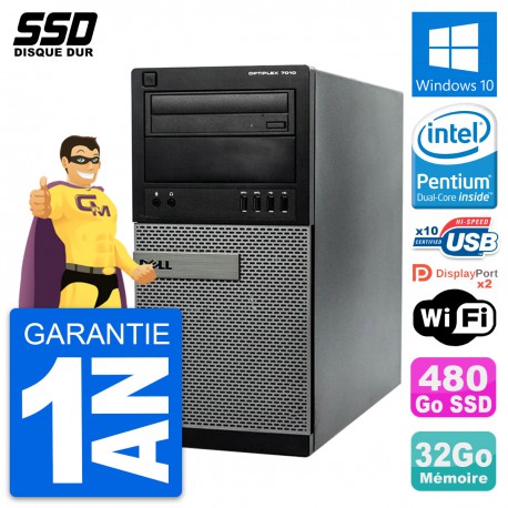 PC Tour Dell OptiPlex 7010 Pentium G2020 RAM 32Go SSD 480Go Windows 10 Wifi
