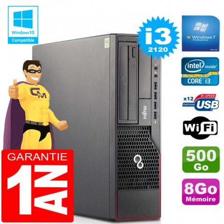 PC Fujitsu Esprimo E700 E90+ SFF Core I3-2120 RAM 8Go Disque 500Go Wifi W7