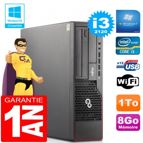 PC Fujitsu Esprimo E700 E90+ SFF Core I3-2120 RAM 8Go Disque 1 To Wifi W7