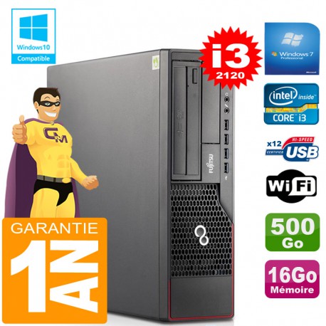 PC Fujitsu Esprimo E700 E90+ SFF Core I3-2120 RAM 16Go Disque 500Go Wifi W7