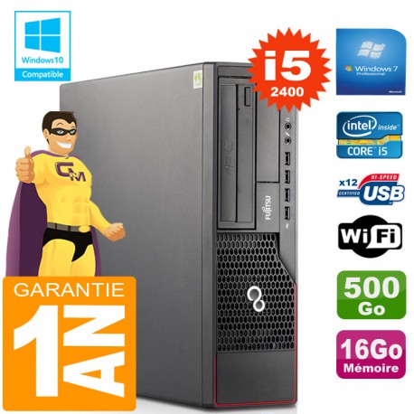 PC Fujitsu Esprimo E700 E90+ SFF Core I5-2400 RAM 16Go Disque 500Go Wifi W7