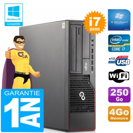 PC Fujitsu Esprimo E700 E90+ SFF Core I7-2600 RAM 4Go Disque 250 Go Wifi W7