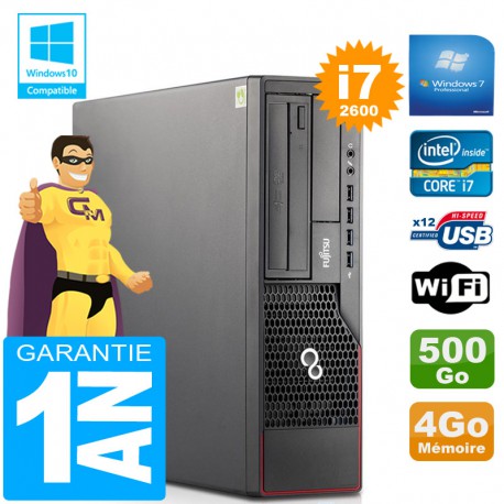 PC Fujitsu Esprimo E700 E90+ SFF Core I7-2600 RAM 4Go Disque 500Go Wifi W7