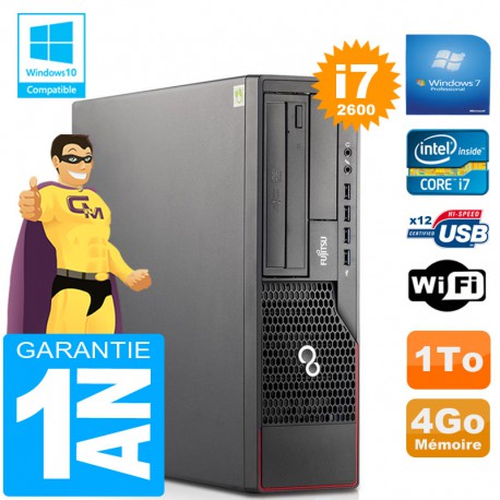 PC Fujitsu Esprimo E700 E90+ SFF Core I7-2600 RAM 4Go Disque 1 To Wifi W7