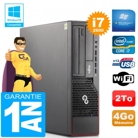 PC Fujitsu Esprimo E700 E90+ SFF Core I7-2600 RAM 4Go Disque 2 To Wifi W7