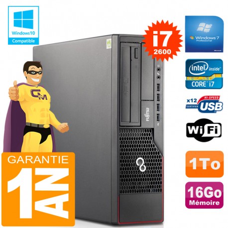 PC Fujitsu Esprimo E700 E90+ SFF Core I7-2600 RAM 16Go Disque 1 To Wifi W7
