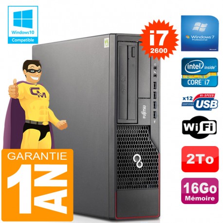PC Fujitsu Esprimo E700 E90+ SFF Core I7-2600 RAM 16Go Disque 2 To Wifi W7