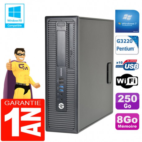 PC HP EliteDesk 800 G1 SFF Intel G3220 8Go Disque 250 Go Graveur DVD Wifi W7