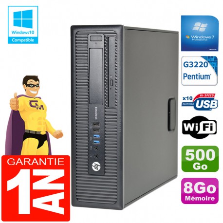 PC HP EliteDesk 800 G1 SFF Intel G3220 8Go Disque 500 Go Graveur DVD Wifi W7