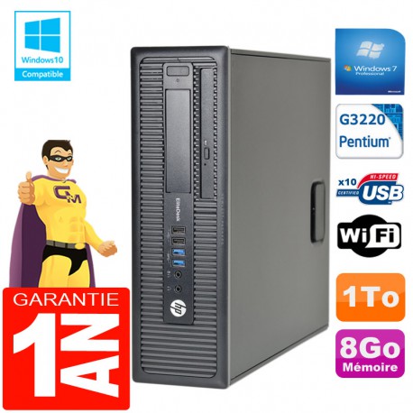PC HP EliteDesk 800 G1 SFF Intel G3220 8Go Disque 1 To Graveur DVD Wifi W7