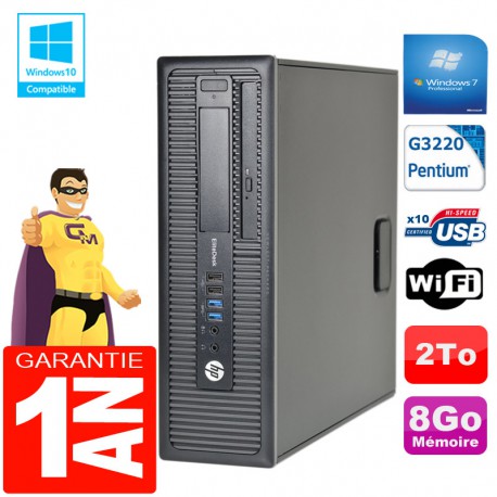 PC HP EliteDesk 800 G1 SFF Intel G3220 8Go Disque 2 To Graveur DVD Wifi W7