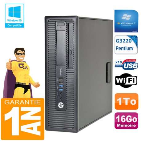 PC HP EliteDesk 800 G1 SFF Intel G3220 16Go Disque 1 To Graveur DVD Wifi W7