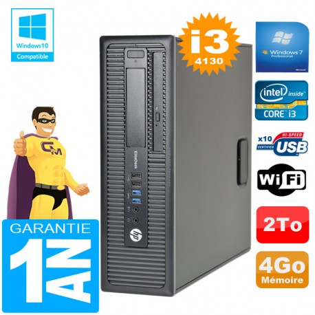 PC HP EliteDesk 800 G1 SFF Core I3-4130 4Go Disque 2 To Graveur DVD Wifi W7