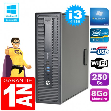 PC HP EliteDesk 800 G1 SFF Core I3-4130 8Go Disque 250 Go Graveur DVD Wifi W7
