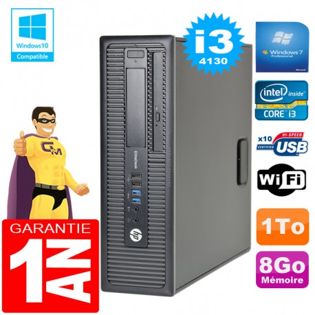 PC HP EliteDesk 800 G1 SFF Core I3-4130 8Go Disque 1 To Graveur DVD Wifi W7