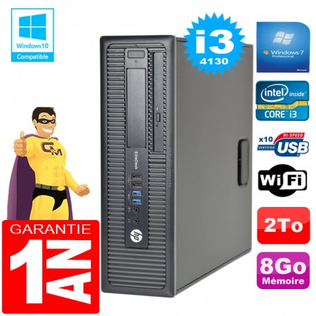 PC HP EliteDesk 800 G1 SFF Core I3-4130 8Go Disque 2 To Graveur DVD Wifi W7