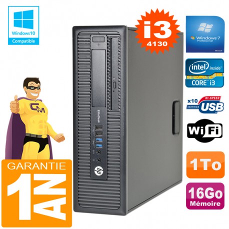 PC HP EliteDesk 800 G1 SFF Core I3-4130 16Go Disque 1 To Graveur DVD Wifi W7
