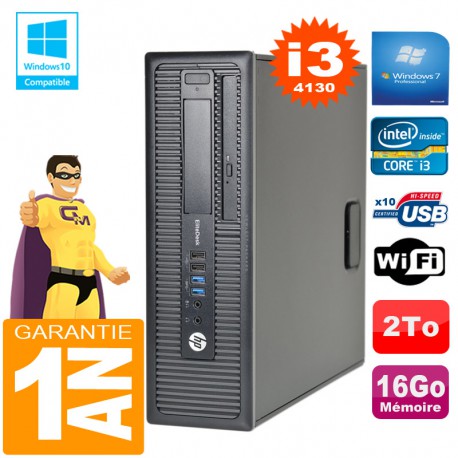 PC HP EliteDesk 800 G1 SFF Core I3-4130 16Go Disque 2 To Graveur DVD Wifi W7