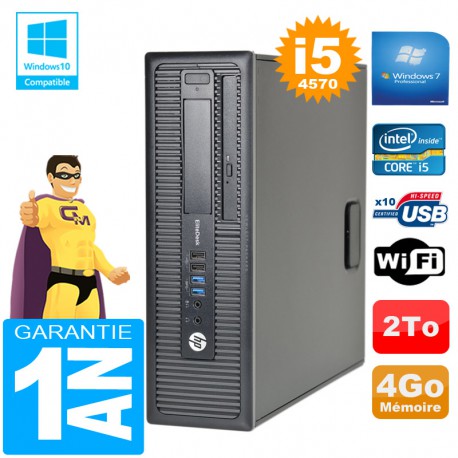 PC HP EliteDesk 800 G1 SFF Core I5-4570 4Go Disque 2 To Graveur DVD Wifi W7