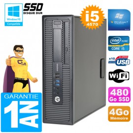 PC HP EliteDesk 800 G1 SFF Core I5-4570 4Go Disque 480Go SSD Graveur DVD Wifi W7