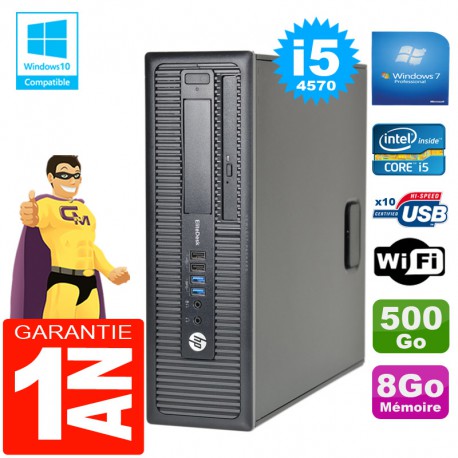 PC HP EliteDesk 800 G1 SFF Core I5-4570 8Go Disque 500Go Graveur DVD Wifi W7