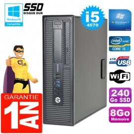 PC HP EliteDesk 800 G1 SFF Core I5-4570 8Go Disque 240Go SSD Graveur DVD Wifi W7