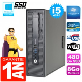 PC HP EliteDesk 800 G1 SFF Core I5-4570 8Go Disque 480Go SSD Graveur DVD Wifi W7