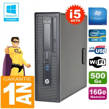 PC HP EliteDesk 800 G1 SFF Core I5-4570 16Go Disque 500Go Graveur DVD Wifi W7
