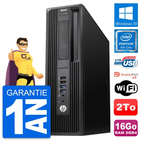 PC HP WorkStation Z240 SFF Intel G4400 RAM 16Go Disque Dur 2To Windows 10 Wifi