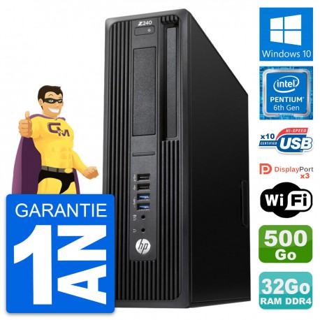 PC HP WorkStation Z240 SFF Intel G4400 RAM 32Go Disque 500Go Windows 10 Wifi